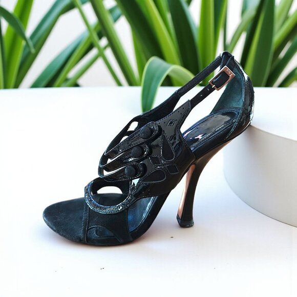 DIOR Patent Leather Strappy Heels - Picture 1 of 10